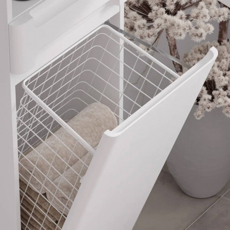 Шкаф-пенал в ванную комнату NICE 40 с корзиной (400х325х1964мм)