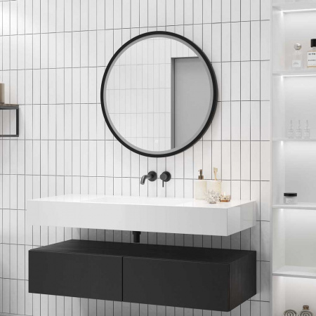 Зеркало СТИЛЬ/Style Black D600мм (LED-подсветка, сенсорный выключатель, рама МДФ ЧЕРНЫЙ)