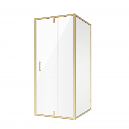Душевое ограждение 90х90х195 без поддона профиль ЗОЛОТО стекло (6мм) ПРОЗРАЧНОЕ NG-43-9AG + A90G