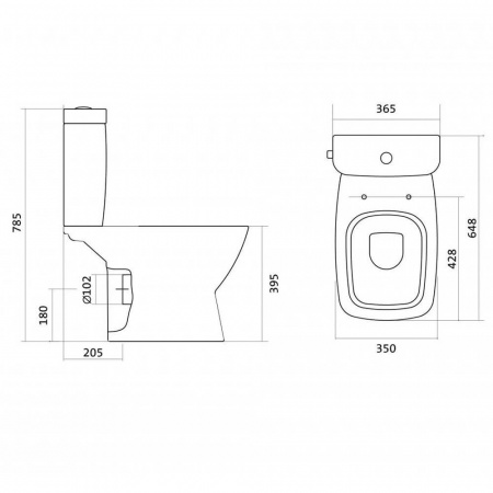 Унитаз-компакт "НЕО" горизонтальный выпуск, сиденье ТОНКОЕ МИКРОЛИФТ, арматура 2-режимная