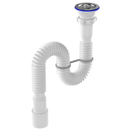 Сифон гофрированный для умывальника 1 1/2"х40/50 с мет.реш. F103-60-MR (60)