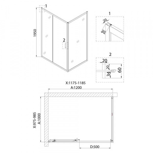 Душевое ограждение Niagara Nova NG-82-12AВ-A100В 