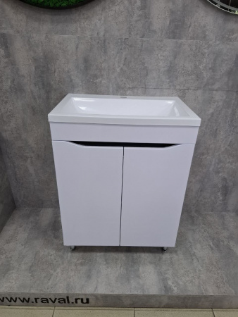 Тумба в ванную комнату SLOT 594 Белый/встав.Антрацит под умывальник ОКЕАН 60 (2дв)