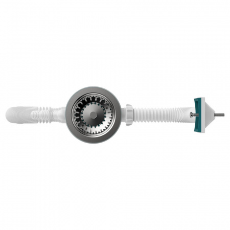 Сифон для мойки 3 1/2"х40 с мет.реш. с прямоуг. переливом с отв. с/м с г.т.40х40/50 B0147-20-MR (20)