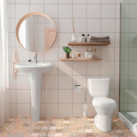 Унитаз-компакт "БРИЗ" косой выпуск, сиденье ДЮРОПЛАСТ, арматура 2-режимная