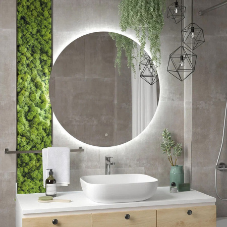 Зеркало АЖУР/Ajour ЭКО D800мм (LED-подсветка, сенсорный выключатель, ореольная подсветка)