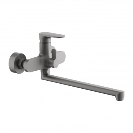 Смеситель на ванну длинный излив BELZ B22713-3 ОРУЖЕЙНАЯ СТАЛЬ лат., кар.30мм, лейка 3реж.(8)