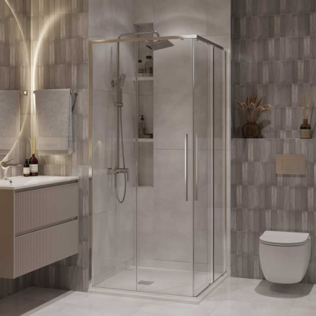 Душевой уголок 90х90х195 КВАДР без поддона профиль ХРОМ стекло (6мм) ПРОЗРАЧНОЕ NG-6623-34