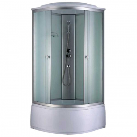 Душевая кабина 800х800х2150мм, ВЫСОКИЙ поддон, проф. ХРОМ, стекло зад. БЕЛОЕ, пер. МАТОВ 718W