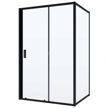 Душевое ограждение 120х80х195 без поддона профиль ЧЕРНЫЙ стекло (6мм) ПРОЗРАЧНОЕ NG-82-12AB + A80B