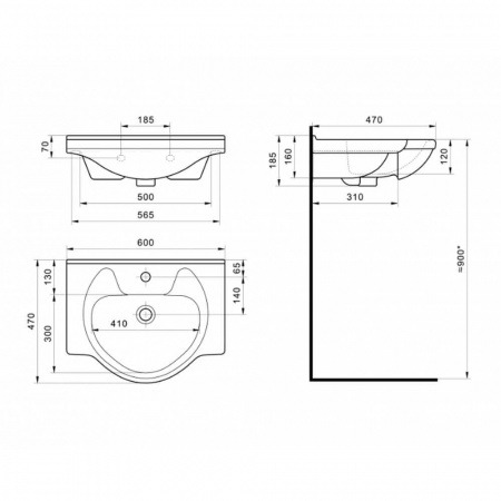 Умывальник мебельный БАЙКАЛ 60 Умывальник мебельный БАЙКАЛ 60