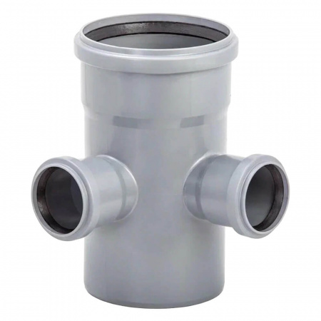 Крестовина двухплоскостная ППР Ø110х50х50мм 90° СЕРАЯ для внутренней канализации (25)