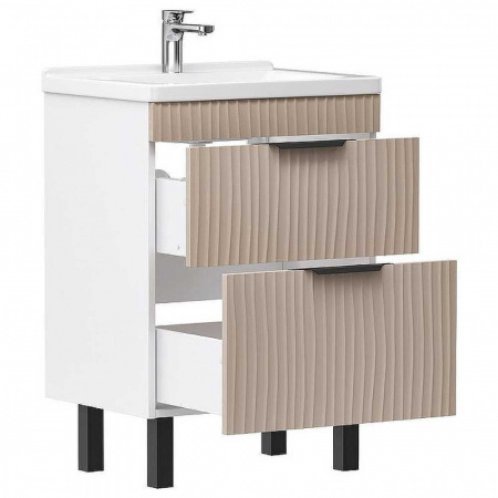 Тумба в ванную комнату LOTTY 60.2Y ЛАТТЕ- ручки ГРАФИТ под умывальник МИРАНДА 60