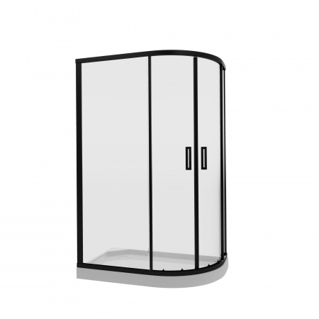 Душевой уголок 120х80х190 ПОЛУКР без поддона профиль ЧЕРНЫЙ стекло (6мм) ПРОЗРАЧНОЕ NG-6821-08 BLACK