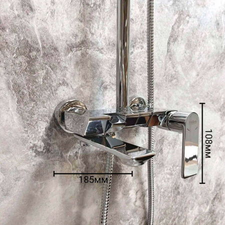 Смеситель для душа (зонт, квадрат) со стойкой HAIBA HB24639 (лат., с изливом)(4)