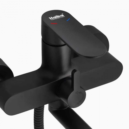 Смеситель на ванну длинный излив HAIBA HB22590-7 ЧЕРНЫЙ (лат., 35мм)