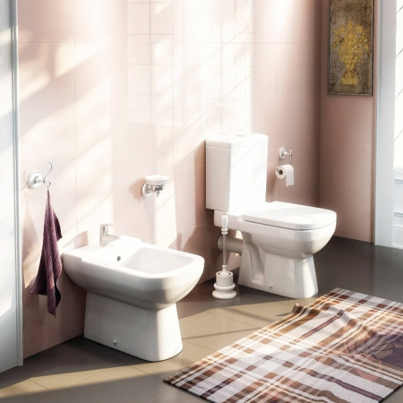 Унитаз-компакт "ДОМИНО" горизонтальный выпуск, сиденье МИКРОЛИФТ быстрое снятие, арматура 2-режимная