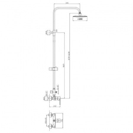 Смеситель для душа (зонт, круг) со стойкой HAIBA HB2411 (лат., без излива)(4)