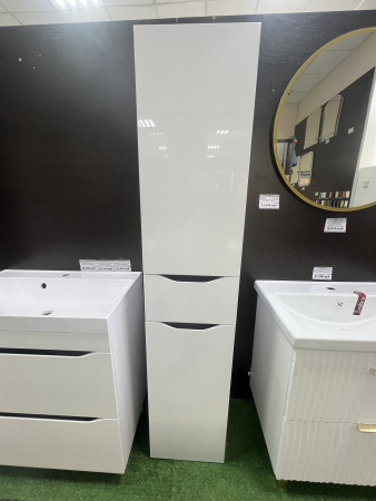 Шкаф-пенал в ванную комнату ИНТЕГРО 360 Белый/встав.Антрацит (1ящ + 2дв)