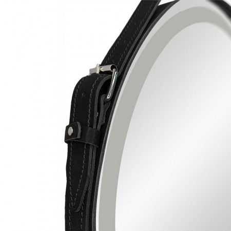 Зеркало МИЛЛЕНИУМ/Millenium D650мм на ремне из натуральной кожи (LED-подсветка, сенсор, ЧЕРНЫЙ цвет)