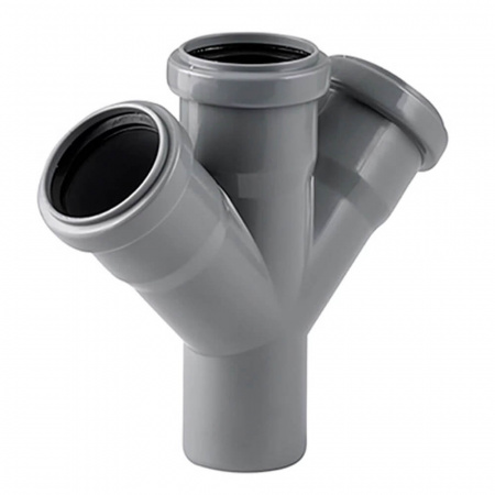 Крестовина одноплоскостная ППР Ø50х50х50мм 45° СЕРАЯ для внутренней канализации (40)