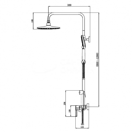 Смеситель для душа (зонт, круг) со стойкой HAIBA HB24814 (лат., с изливом)(4)