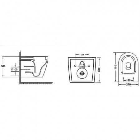 Унитаз подвесной GROSSMAN GR-4411SQ смыв ТОРНАДО, сиденье легкос-ое тонкое микролифт (520х360х375)