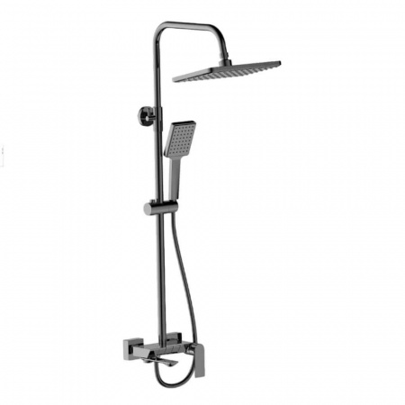 Смеситель для душа (зонт, квадрат) со стойкой HAIBA HB24639-3 ОРУЖЕЙНАЯ СТАЛЬ (лат., с изливом)(4)