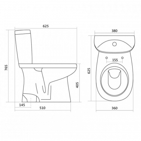 Унитаз-компакт "АНИМО" выпуск В ПОЛ, сиденье ДЮРОПЛАСТ, арматура 2-режимная