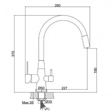 Смеситель на мойку с гибким изливом, с выходом под фильтр HAIBA HB76858-7 ЧЕРНЫЙ/ХРОМ (лат., 35м)