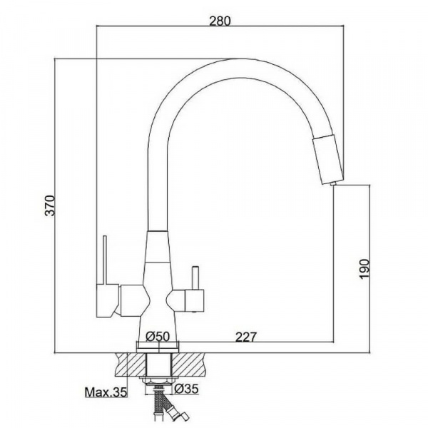Смеситель для кухни Haiba HB858-3 размеры Смеситель для кухни Haiba HB858-3 размеры