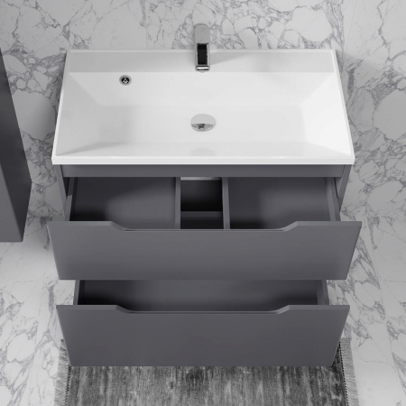 Тумба в ванную комнату подвесная WECTOR 80 АНТРАЦИТ под умывальник CLASSICA 80