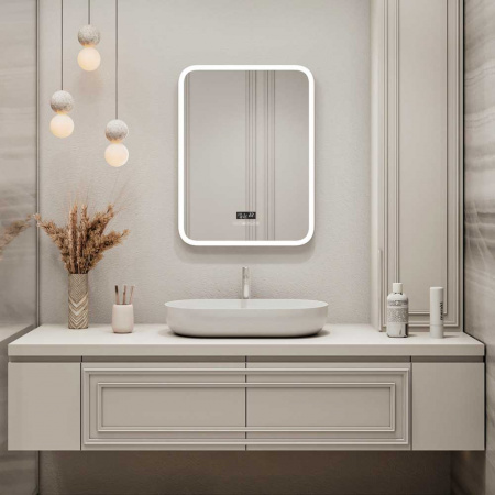 Зеркало ГЛАМУР/Glamour 60 600х800мм с МФП (LED-подсветка, музыка, часы с датой, термометр, подогрев)