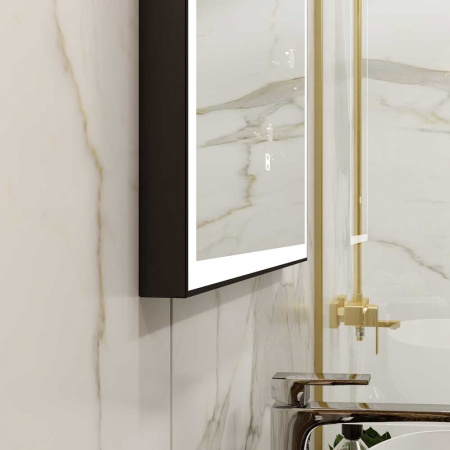 Зеркало FRAME 60 600х800мм (LED-подсветка, сенсорный выключатель, ХОЛОД подсвет., ал. профиль ЧЕРНЫЙ