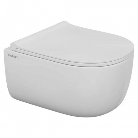 Унитаз подвесной BERGES EGO Real Rimless безободковый, сиденье легкосъемное тонкое микролифт