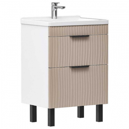 Тумба в ванную комнату LOTTY 60.2Y ЛАТТЕ- ручки ГРАФИТ под умывальник МИРАНДА 60