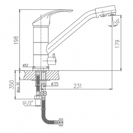 Смеситель на мойку с выходом под фильтр HAIBA HB4321 (лат., 40мм) Смеситель на мойку с выходом под фильтр HAIBA HB4321 (лат., 40мм)
