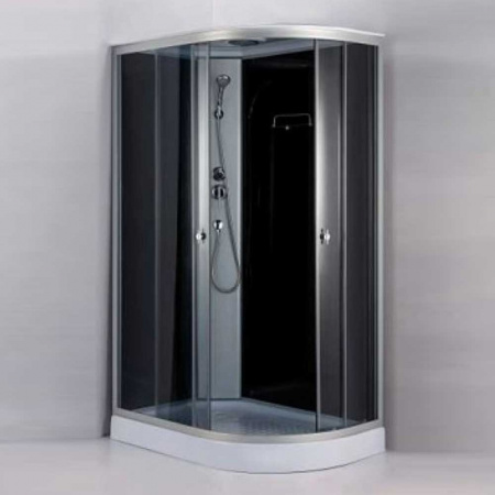 Душевая кабина 1200х800х2150мм, НИЗКИЙ поддон, проф. ХРОМ, стекло зад. БЕЛОЕ, пер. ТОНИР 719В левая