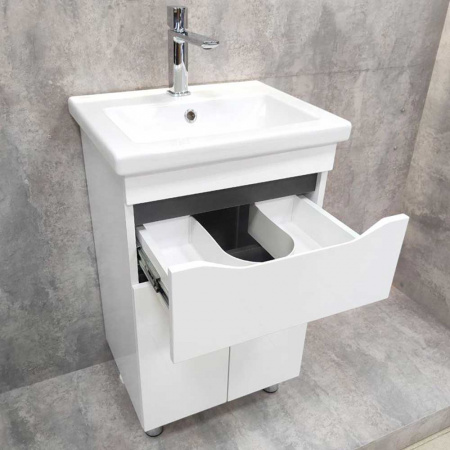 Тумба в ванную комнату INTEGRO 465 Белый/встав.Антрацит под умывальник СОМО 50 (1ящ + 2дв)