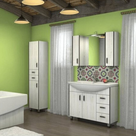 Шкаф-пенал в ванную комнату ВИНТЕР 40 с 2 ящиками (400х1900х300мм)