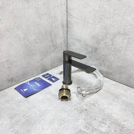 Смеситель на раковину HAIBA HB10639-3 ОРУЖЕЙНАЯ СТАЛЬ (лат., 26 мм)