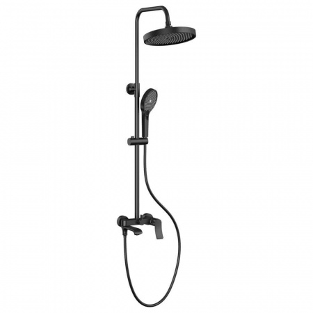 Смеситель для душа (зонт, круг) со стойкой HAIBA HB24553-3 ОРУЖЕЙНАЯ СТАЛЬ (лат., с изливом)(4)