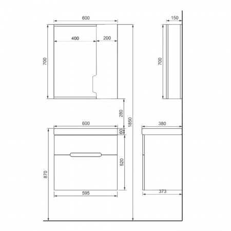 Тумба в ванную комнату подвесная MODUO SLIM 60 под умывальник MODUO SLIM 60