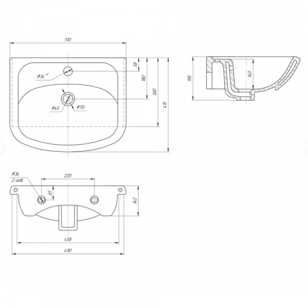 Раковина Rosa Уют 50 размеры