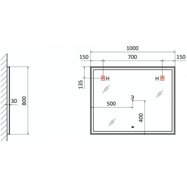 Зеркало Raval Prima LED 100x80 размеры Зеркало Raval Prima LED 100x80 размеры