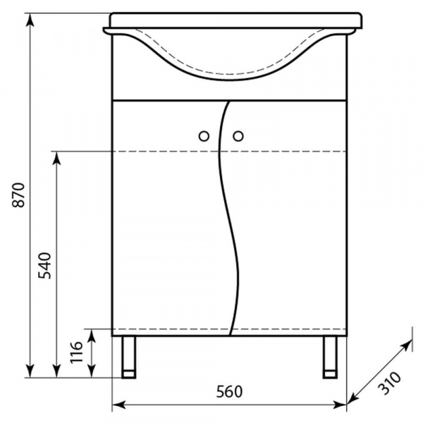 Тумба напольная AquaLine Байкал 60 размеры