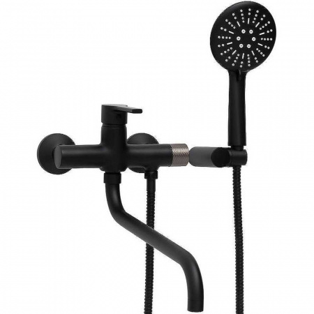 Смеситель на ванну длинный излив HAIBA HB22652-7 ЧЕРНЫЙ (лат., 35мм)