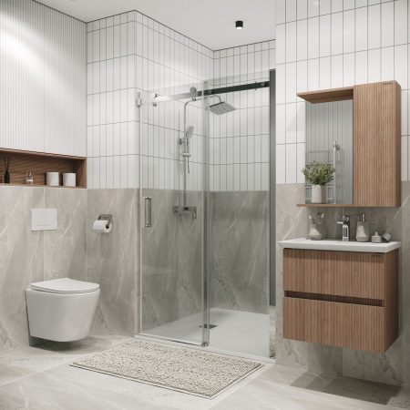 Душевое ограждение 120х195 Grossman Classic, проф ХРОМ, стекло ПРОЗРАЧ 8мм 100.K33.04.120.10.00