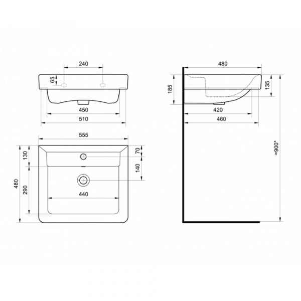 Раковина Santek Тигода 55 размеры