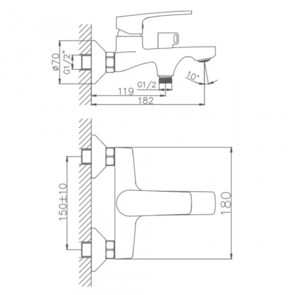 Смеситель для ванны с душем Haiba HB60587